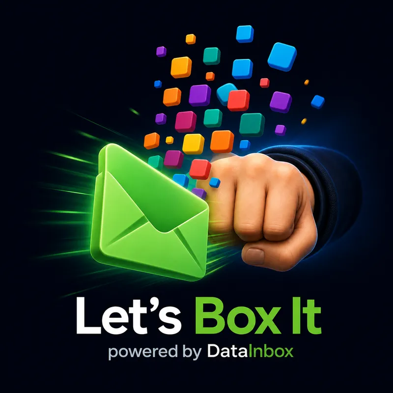 A human fist and green DataInbox envelope represent accepting a real operational challenge together