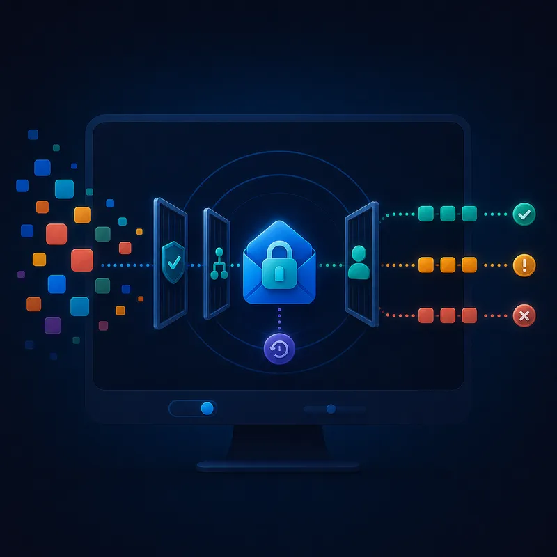 Deterministic rules and policy gates resolve what a business message may trigger before agents or external capabilities act